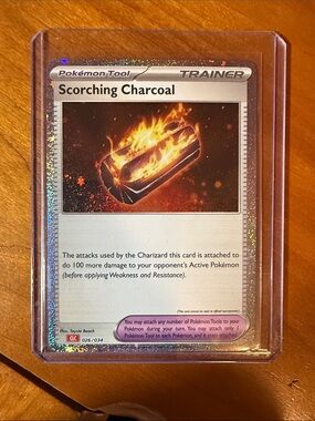 Pokemon Scorching Charcoal Trainer Card - Black, Orange, Yellow